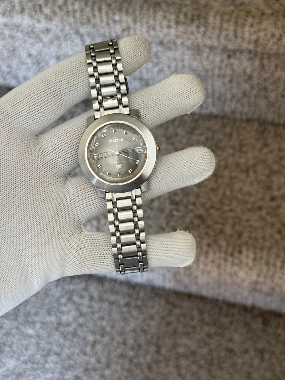 Citizen Vintage Crystal Seven Automatic Watch, Gray Dial day date Mens Watch